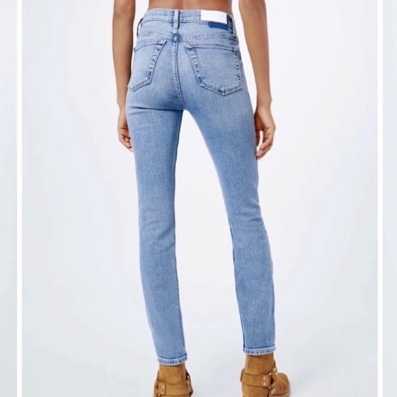 RE/DONE Comfort Stretch High Rise Ankle Crop Jeans in Hazy Indigo Sz 31 - Picture 3 of 12